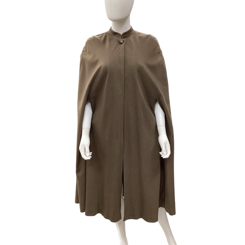 Renee’s Resale Cape Women’s One Size Cashmere Vintage Long Cape One Button Brown